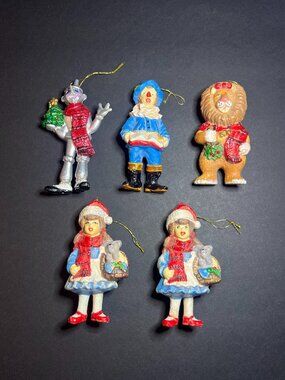 Vintage Set of 5 Kurt S Adler Wizard of Oz Blow Mold Christmas Ornaments 4.5"